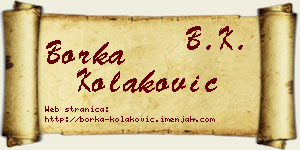 Borka Kolaković vizit kartica